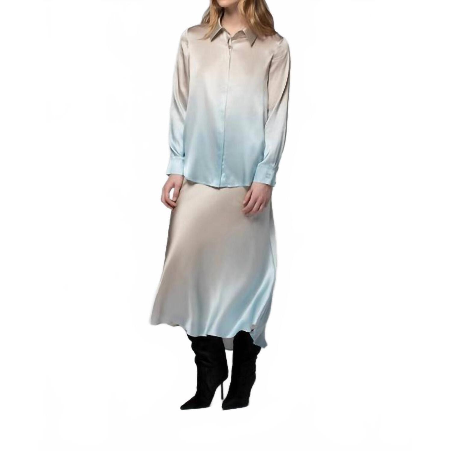 New Max&Moi Levy Silk Blouse In Gradient Sky